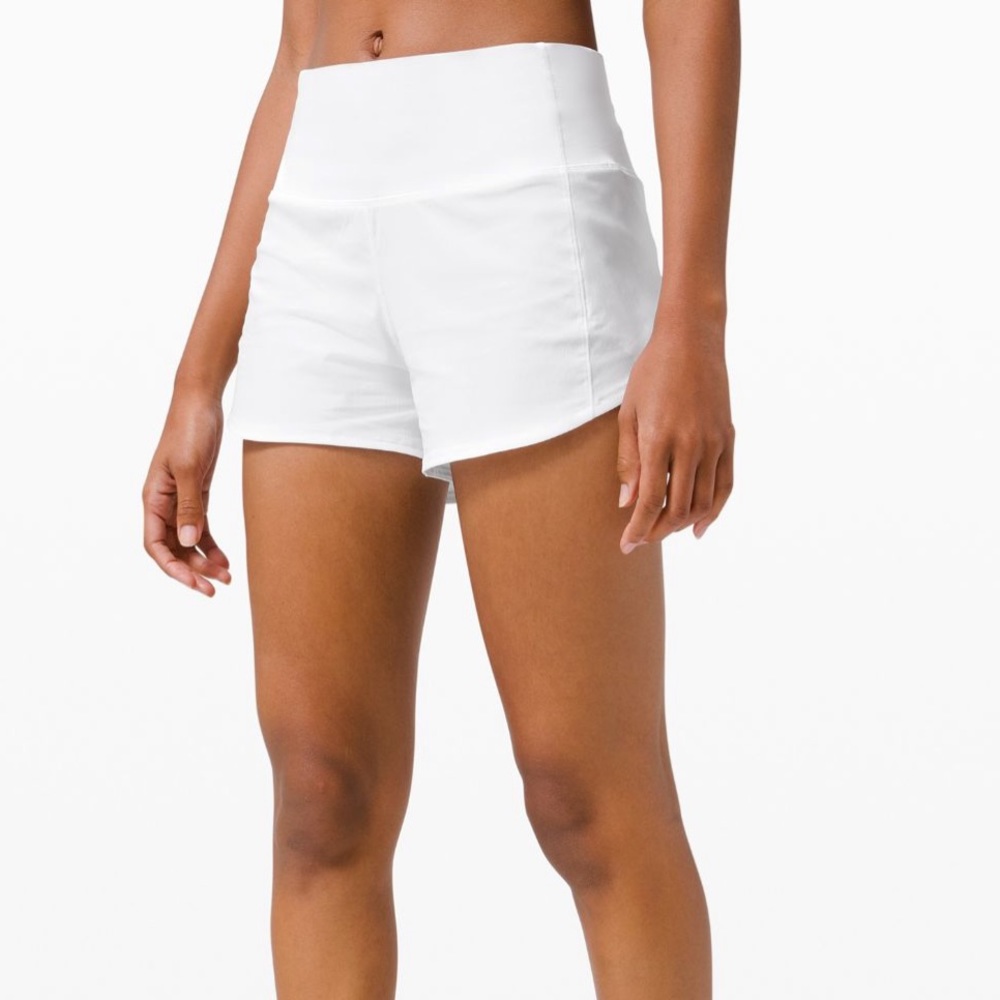 lululemon white high rise speed up shorts 4”
